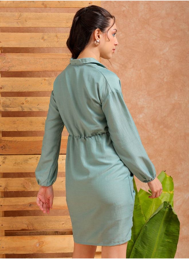 Women Regular Fit Casual Solid Ruched Dress