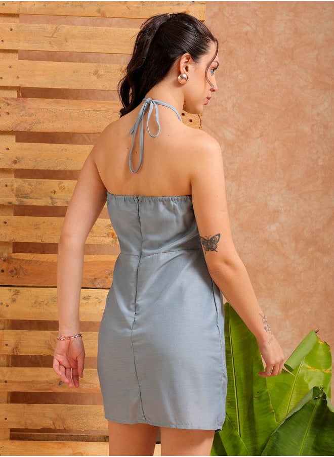 Women Fitted Casual Solid Wrap Dress