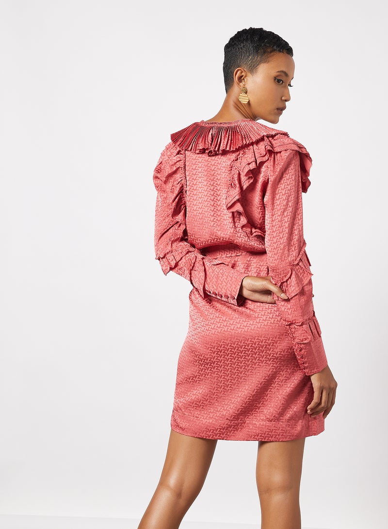 Rio Silk Mini Wrap Dress Pink