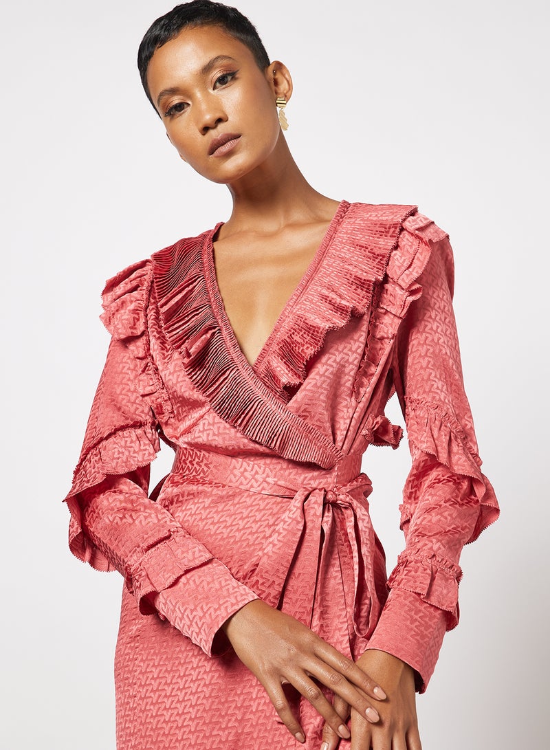 Rio Silk Mini Wrap Dress Pink