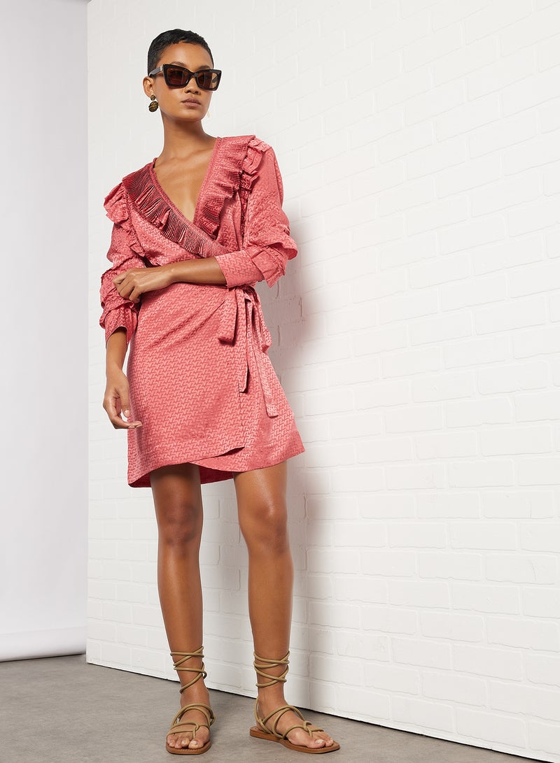 Rio Silk Mini Wrap Dress Pink