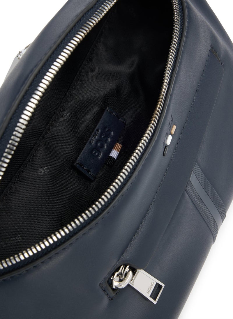 Faux-leather belt bag with textured trim