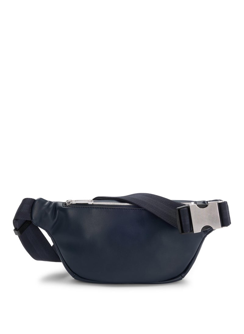 Faux-leather belt bag with textured trim