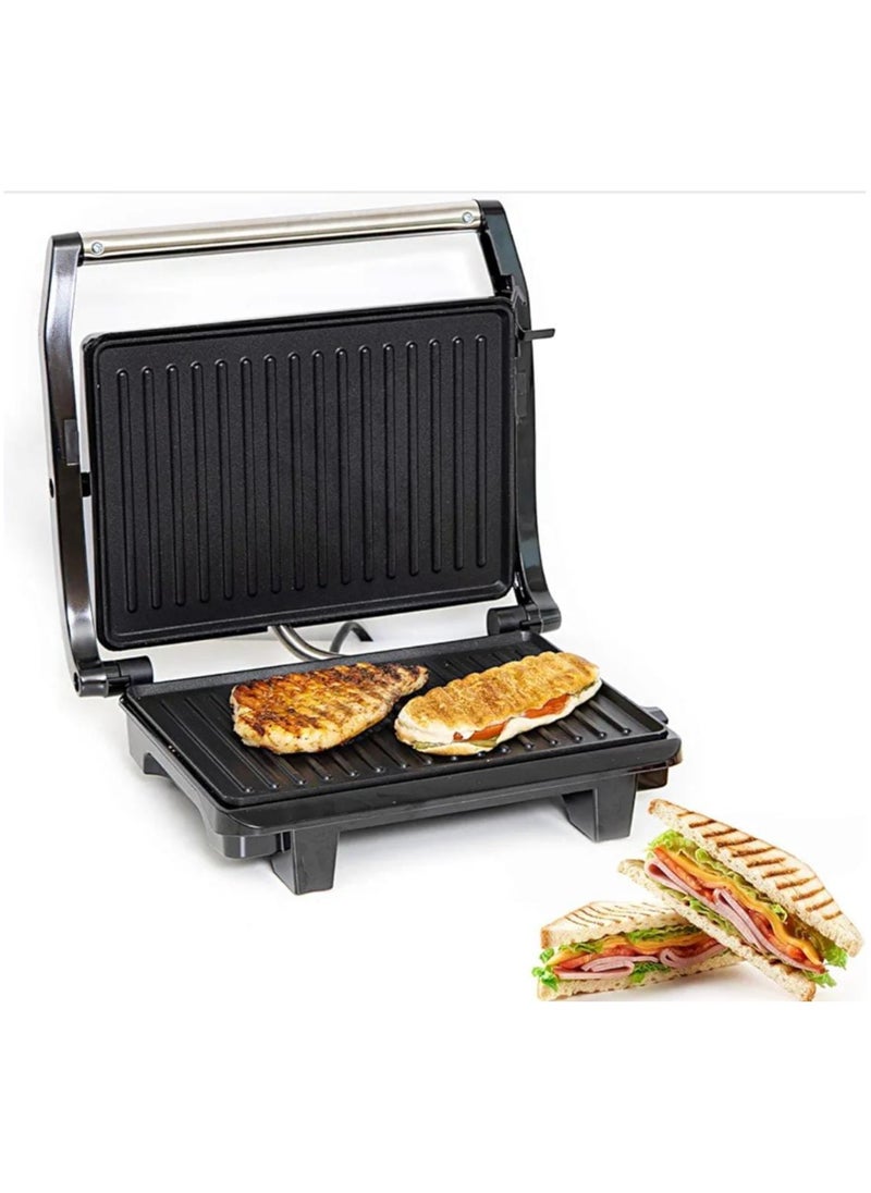 Contact Grill Maker – Non-Stick Plates, Stainless Steel Body, Cool Touch Handles | Power & Ready Indicators | Overheat Protection | Electric Sandwich & Panini Press Grill