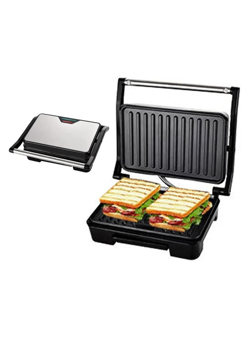 Contact Grill Maker – Non-Stick Plates, Stainless Steel Body, Cool Touch Handles | Power & Ready Indicators | Overheat Protection | Electric Sandwich & Panini Press Grill
