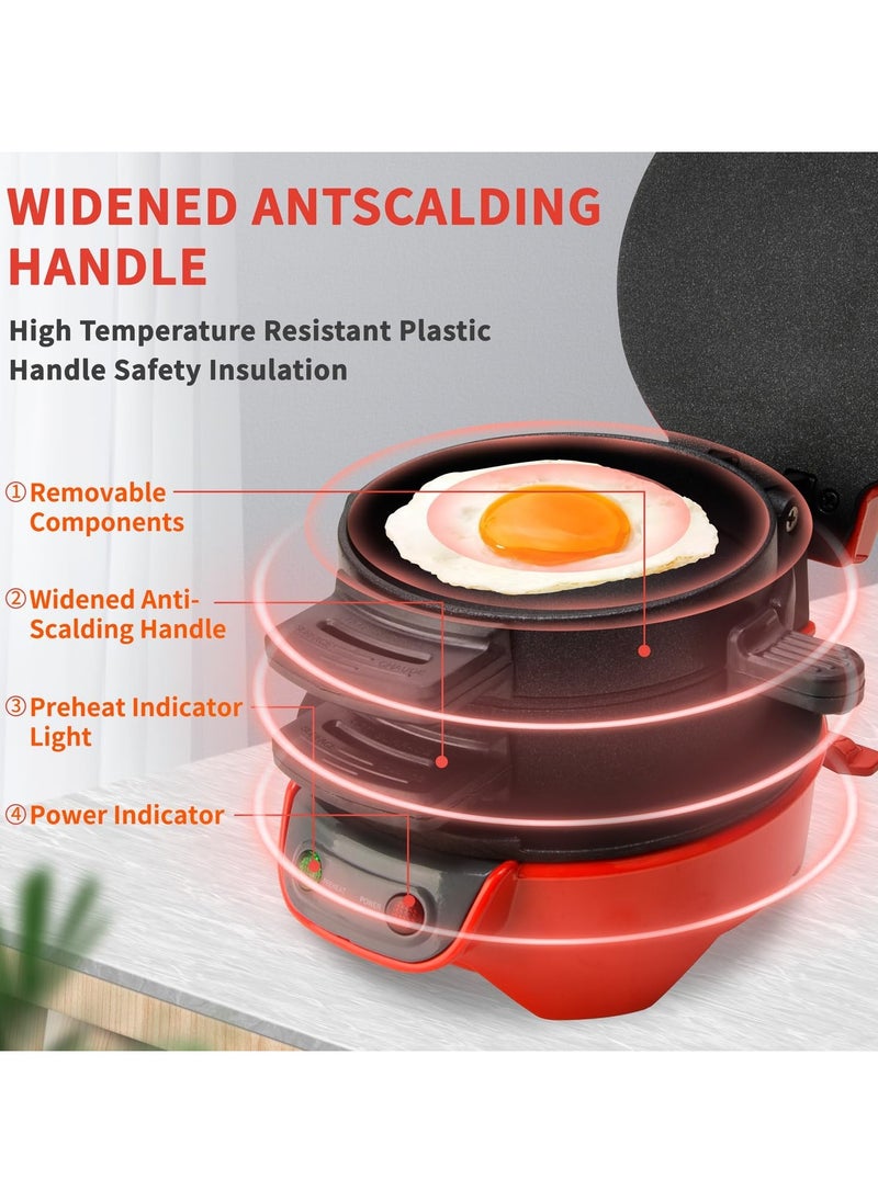 Sandwich Toaster & Burger Maker with Egg Rings and Timer – 750W Non-Stick Ceramic Heating Plates – Fast & Efficient for Sandwiches, Hamburgers, Breakfast – Easy to Clean