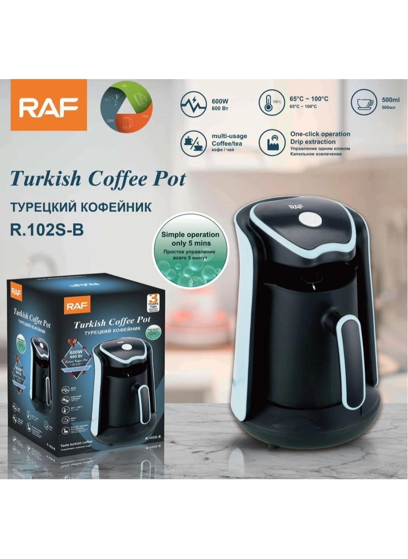 RAF  Household Automatic Arabic Greek Coffee Pot Double Cup Electric Turkish Coffee Maker (500 ml)