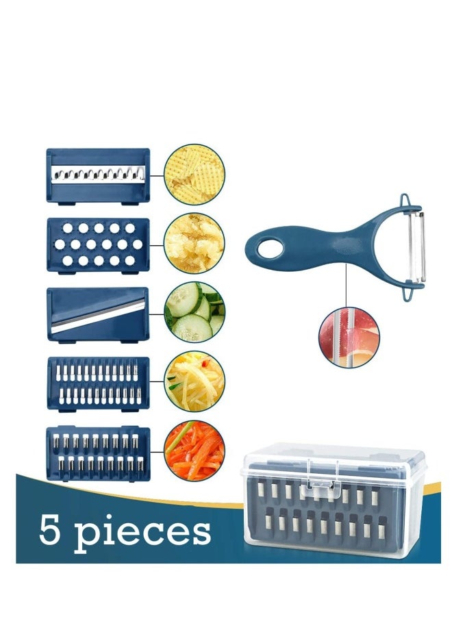 Vegetable Chopper Vegetable Chopper Slicer Cutter Chopper and Grater Spiralizer Lemon Squeezer Egg Separator 12 in 1 Interchangeable Blades with Colander Basket and Container