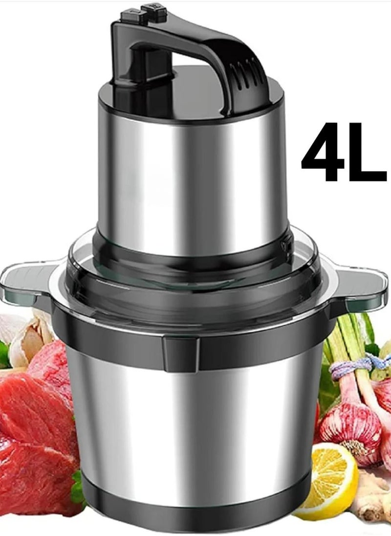 4L Stainless Steel Food Chopper & Mincer Grinder – 800W Heavy Duty Copper Motor, Electric Meat Grinder for Vegetables, Onions, Nuts, Baby Food & More – Kitchen Food Processor with 4 Sharp Blades