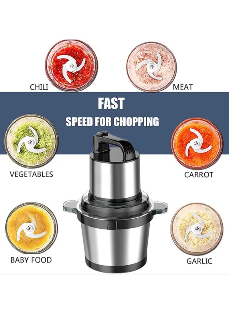 4L Stainless Steel Food Chopper & Mincer Grinder – 800W Heavy Duty Copper Motor, Electric Meat Grinder for Vegetables, Onions, Nuts, Baby Food & More – Kitchen Food Processor with 4 Sharp Blades