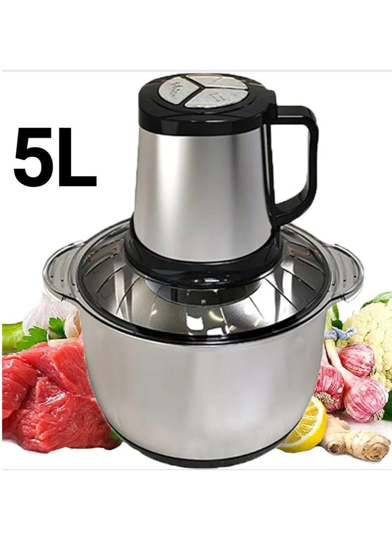 5L Stainless Steel Food Chopper & Mincer Grinder Blender – 800W Heavy Duty Copper Motor, Electric Meat Grinder for Vegetables, Onions, Nuts & More – Kitchen Processor with 4 Sharp Blades