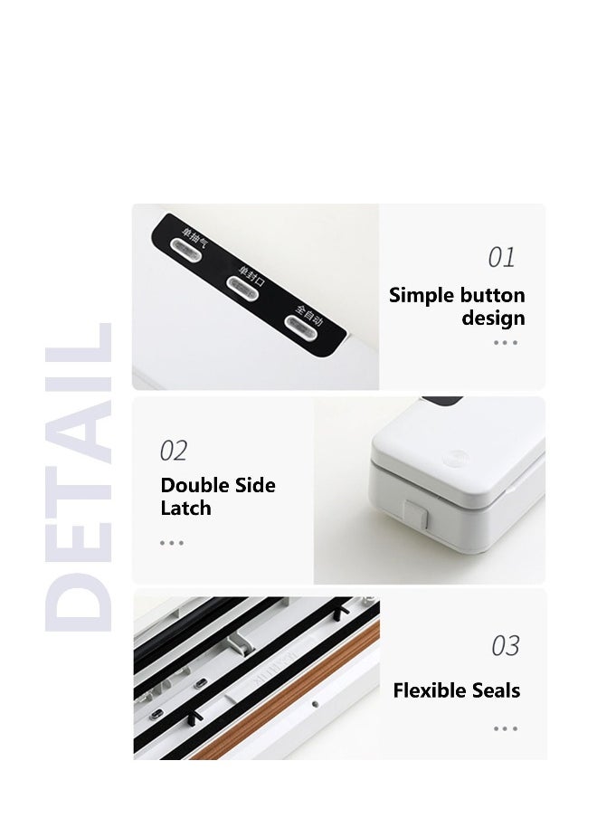 Full Automatic Vacuum Sealer Machine, Food Preservation Vacuum Sealer with LED Indicator Lights for Food Preservation, Compact Design, Automatic Dry/Moist Food Modes Extended Food Freshness (White)