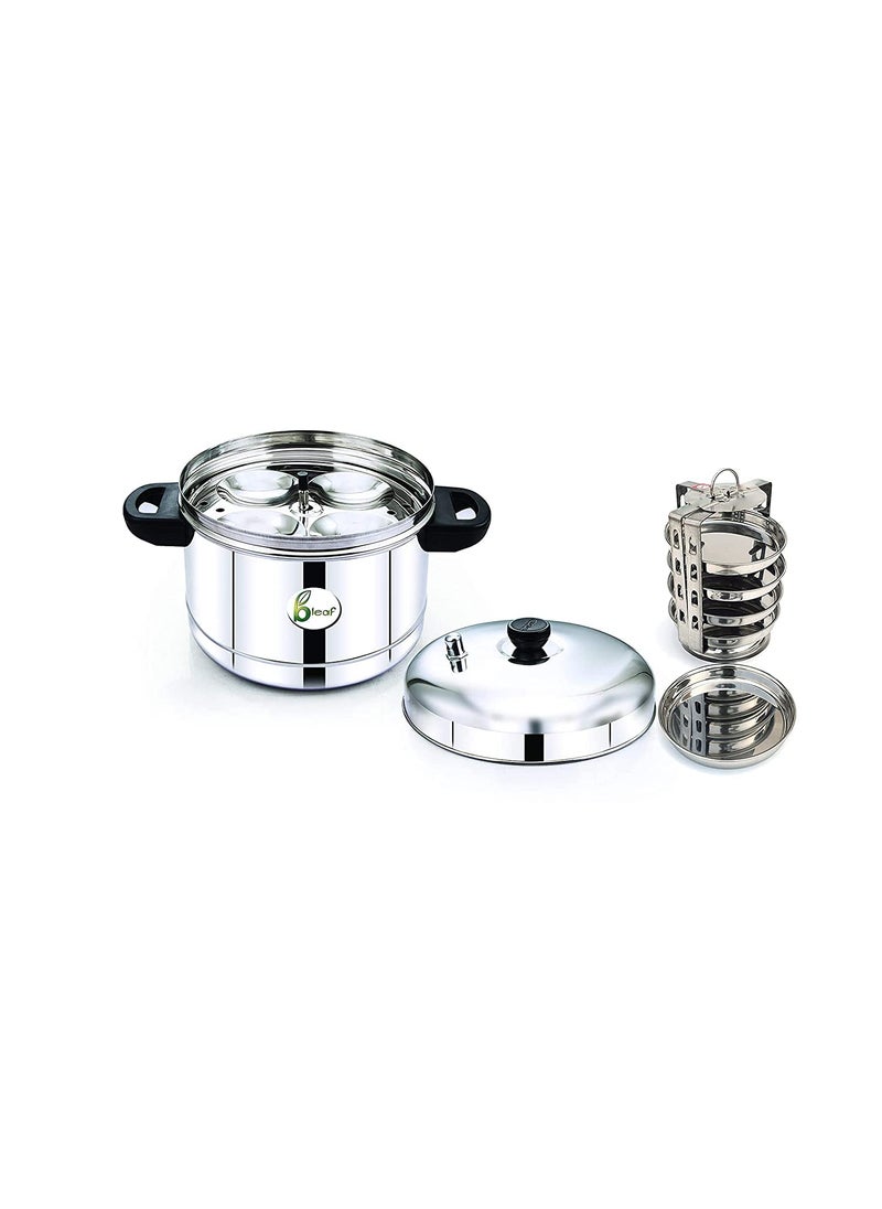 BLeaf Stainless SteelIdli cooker Induction Standard with Regular Idli StandIdli Plates 6 Plates 24 Idlis Idli Cooker with 6 Regular Idli Plates 5 Plates Thatte Idli Stand