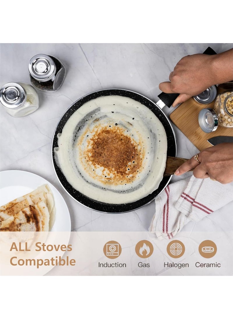 VYATIRANG Non Stick Frying pan nonstick dosa tawa NonToxic pfoa bpaFree Induction Base All stoves dosa pan Ceramic pan for Cooking Omelette pan Induction Base Black