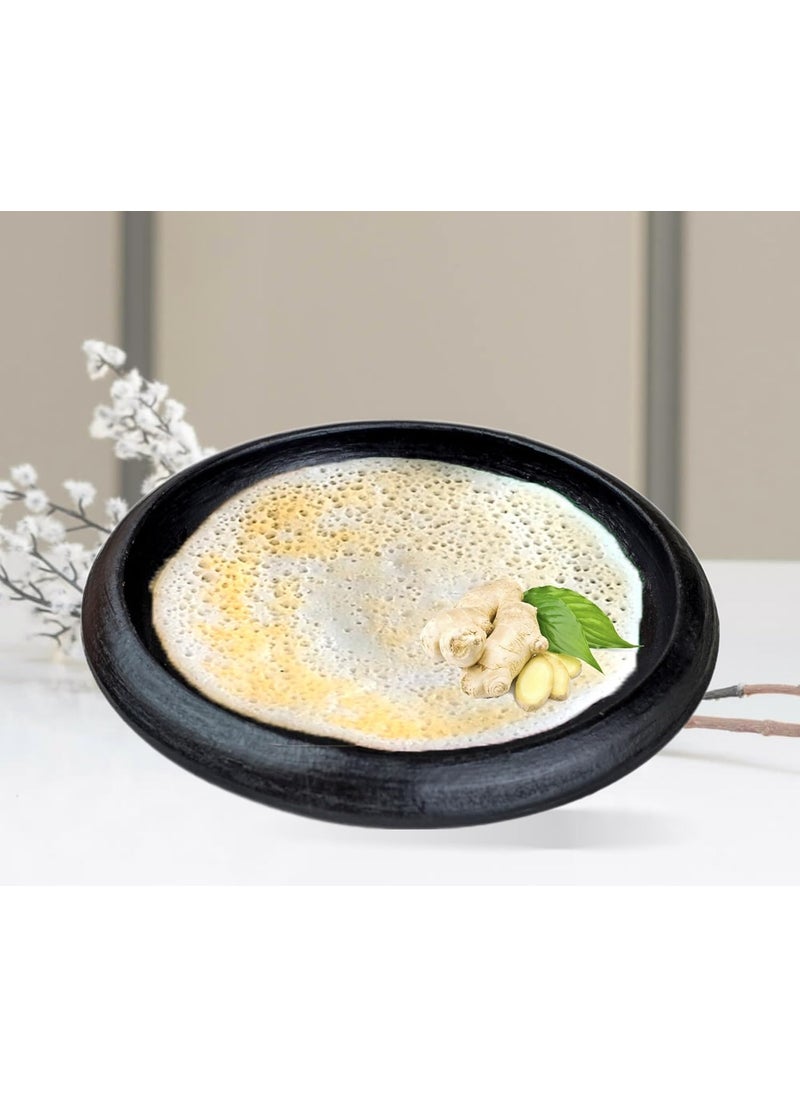 Craftsman India Online Deep Burned Clay TawaPan For Cooking And Serving 10 Inch Black