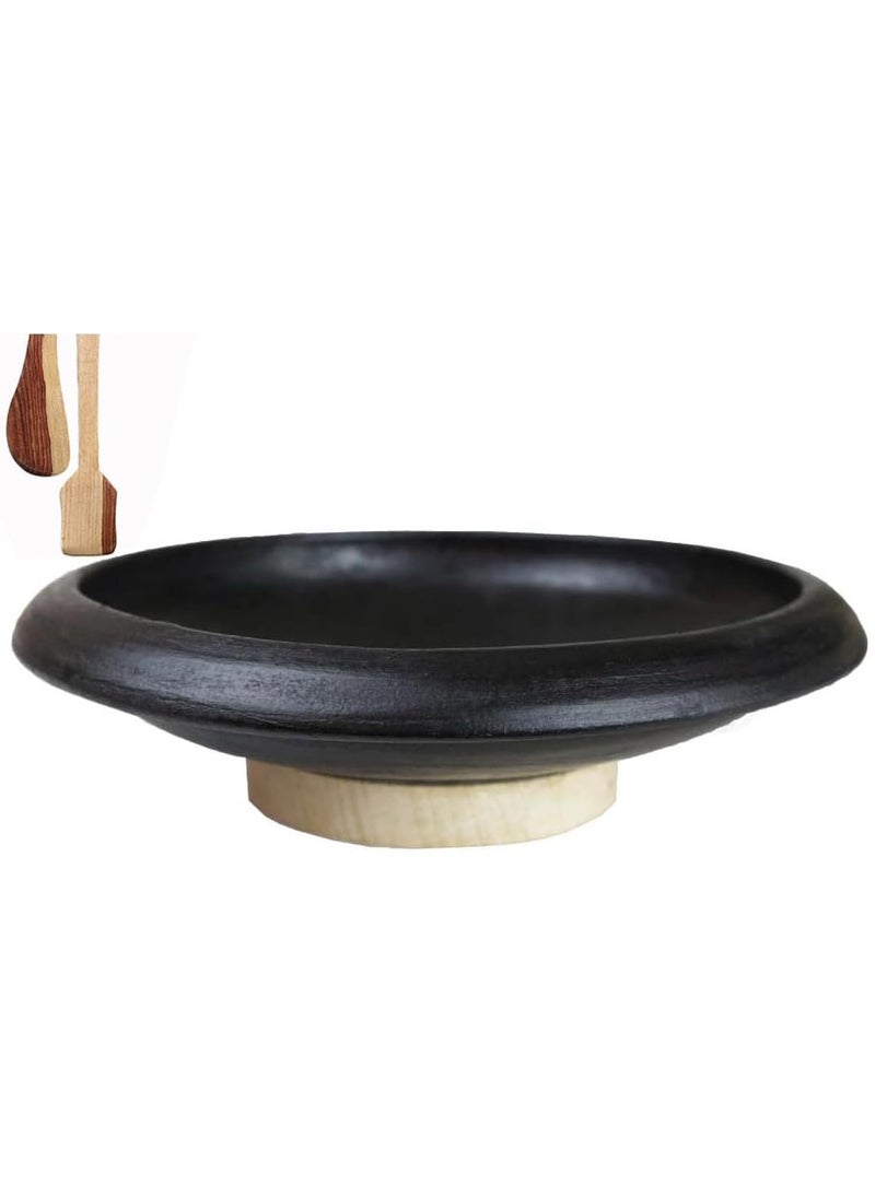 Craftsman India Online Deep Burned Clay TawaPan For Cooking And Serving 10 Inch Black