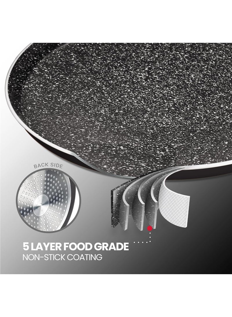 Milton Procook Granito Omni Dosa Tawa with 5 Layers NonStick Coating 26 cm Gas Induction Compatible 2 Years Warranty Black