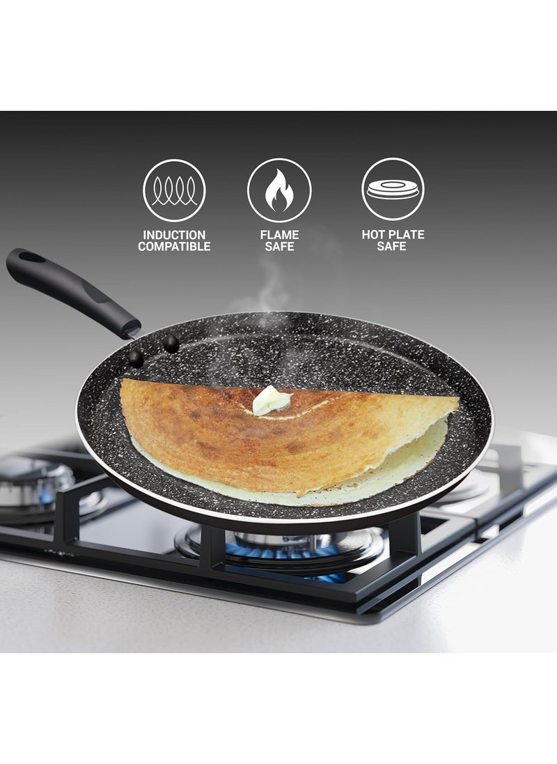 Milton Procook Granito Omni Dosa Tawa with 5 Layers NonStick Coating 26 cm Gas Induction Compatible 2 Years Warranty Black
