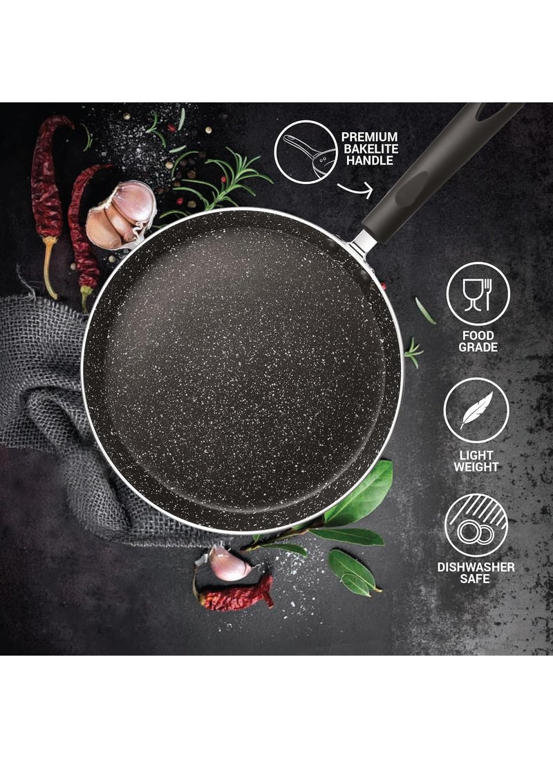 Milton Procook Granito Omni Dosa Tawa with 5 Layers NonStick Coating 26 cm Gas Induction Compatible 2 Years Warranty Black