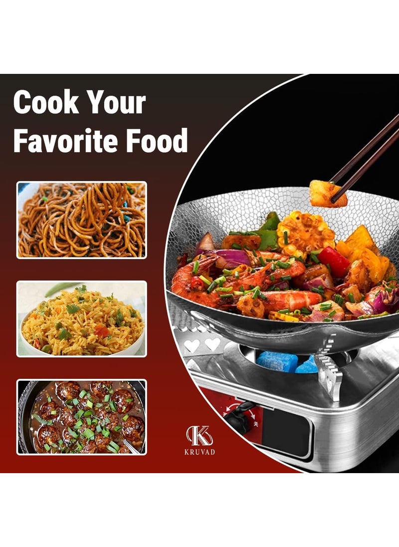 samusagya Stainless Steel Hammered Finish Kadhai Round Bottom KadraiWok Cookware