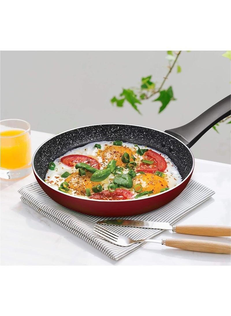 MILTON Pro cook Granito Fry Pan 22 cm Frying Pan for StirFry Omlette Egg Pan Saut Fish Frypan NonStick Cookware Induction Gas Friendly 2 Years Warranty Burgundy