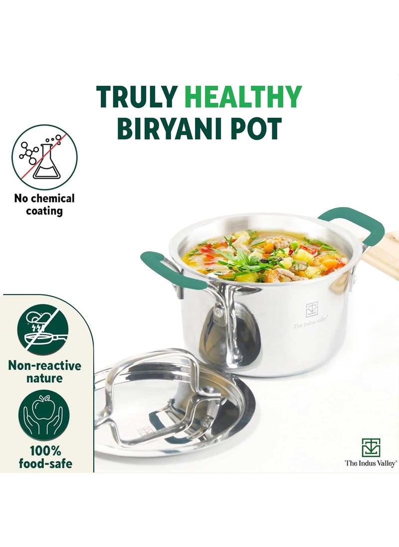 The Indus Valley Triply Stainless Steel Cookware Combo with Free Chopping Board Kadai234cm27L Stock Pot216 cm29L Gas Induction Friendly 3Layer Body 100 ToxinFree
