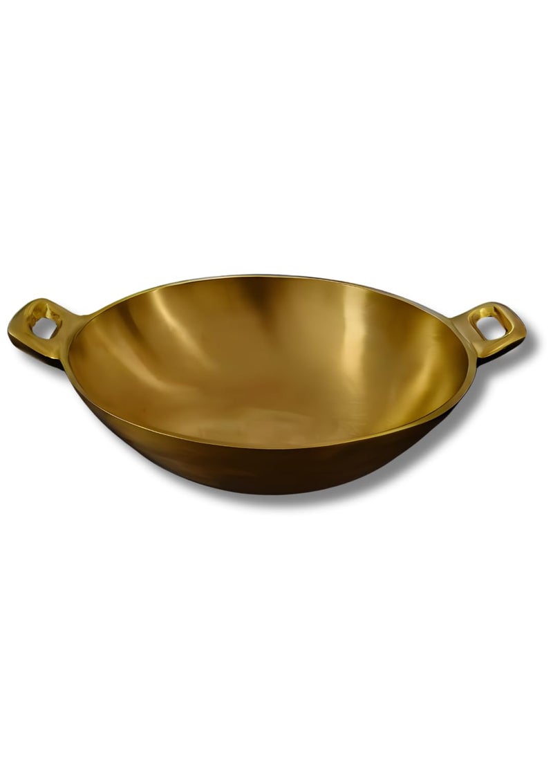 NUTRION Heavy Bronze KadaiWok 9 Inch24 Litre for Healthy Cooking PreSeasoned Even Heat Distributor Retains Heat to Enhance Flavor