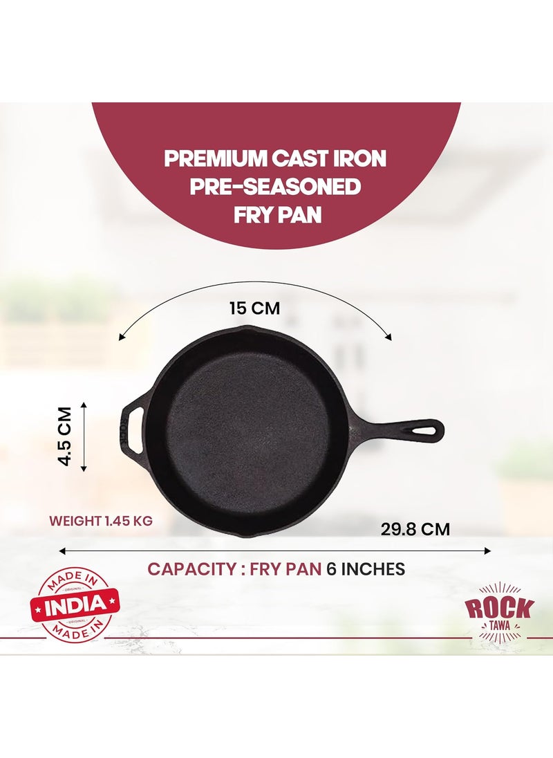 Rock Tawa Fry Pan 6 in PreSeasoned Cast Iron Skillet