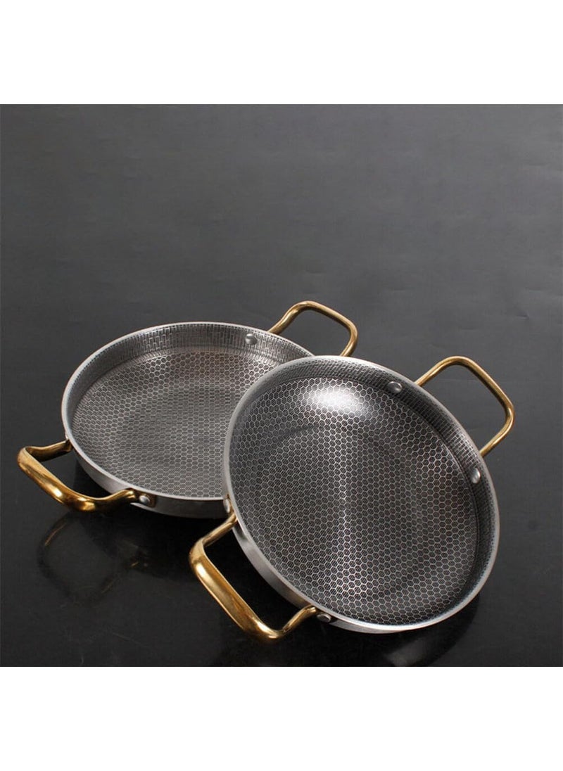 samusagya 24cm Stainless Steel Seafood Frying Pan Versatile Honeycomb Nonstick Griddle Perfect for Frying Searing and Grilling Durable EasyClean Cooking Pan