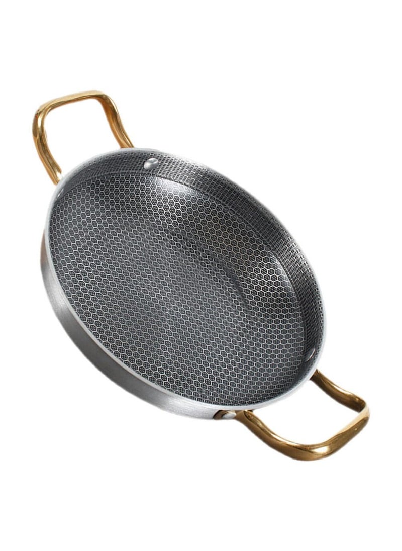 samusagya 24cm Stainless Steel Seafood Frying Pan Versatile Honeycomb Nonstick Griddle Perfect for Frying Searing and Grilling Durable EasyClean Cooking Pan