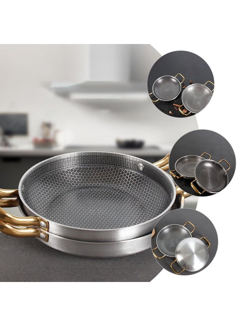 samusagya 24cm Stainless Steel Seafood Frying Pan Versatile Honeycomb Nonstick Griddle Perfect for Frying Searing and Grilling Durable EasyClean Cooking Pan