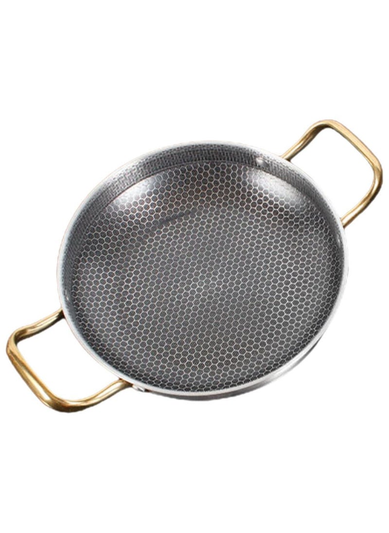 samusagya 24cm Stainless Steel Seafood Frying Pan Versatile Honeycomb Nonstick Griddle Perfect for Frying Searing and Grilling Durable EasyClean Cooking Pan