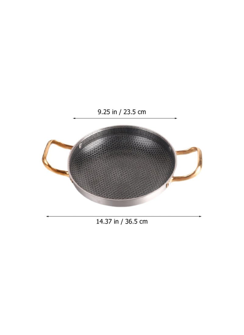 samusagya 24cm Stainless Steel Seafood Frying Pan Versatile Honeycomb Nonstick Griddle Perfect for Frying Searing and Grilling Durable EasyClean Cooking Pan
