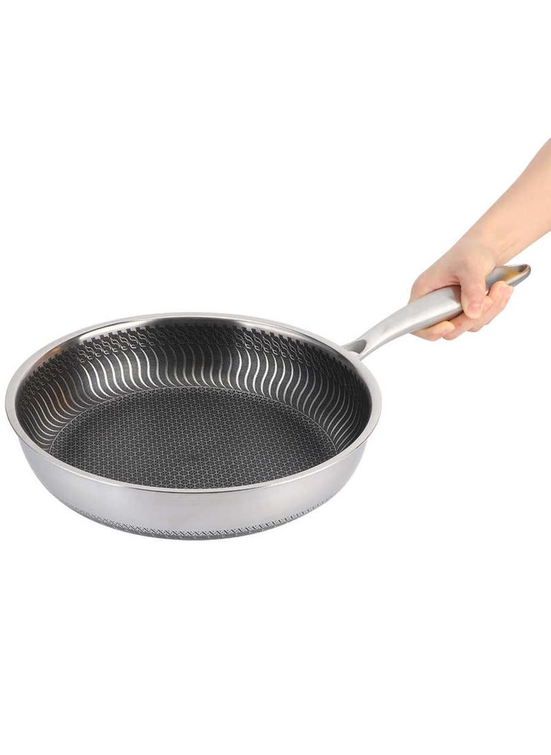 NUTRION Triply Stainless Steel Frypan 26 cm 25 mm Thick Steel Pan Scratch Resistant 5 Year Warranty Induction Gas Friendly Heavy Bottom