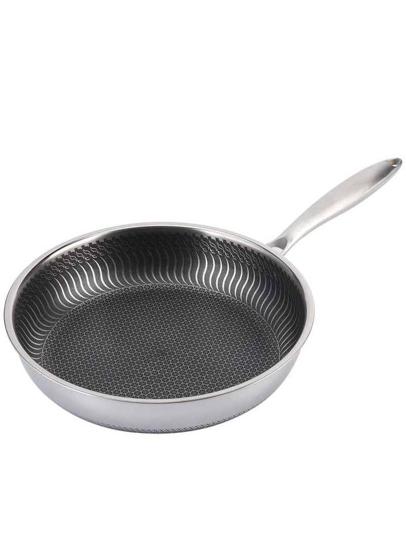 NUTRION Triply Stainless Steel Frypan 26 cm 25 mm Thick Steel Pan Scratch Resistant 5 Year Warranty Induction Gas Friendly Heavy Bottom