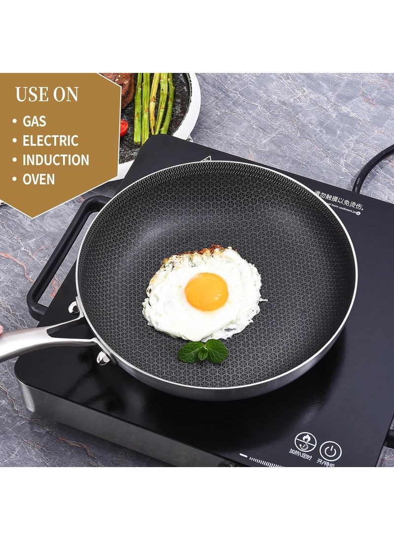 NUTRION Triply Stainless Steel Frypan 26 cm 25 mm Thick Steel Pan Scratch Resistant 5 Year Warranty Induction Gas Friendly Heavy Bottom