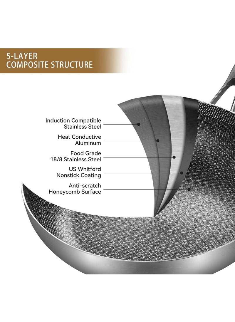 NUTRION Triply Stainless Steel Frypan 26 cm 25 mm Thick Steel Pan Scratch Resistant 5 Year Warranty Induction Gas Friendly Heavy Bottom