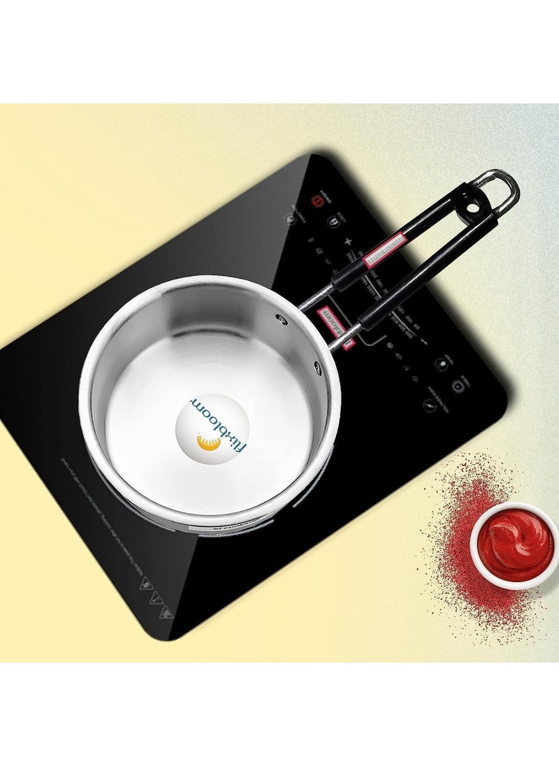 Flixbloom Longevity Stainess Steel Induction Base TRIPLYSadwich BottomLPG Friendly Deep Kitchen Cookware Utensil TeaMilkSauce Pan with Lid 2 Litre