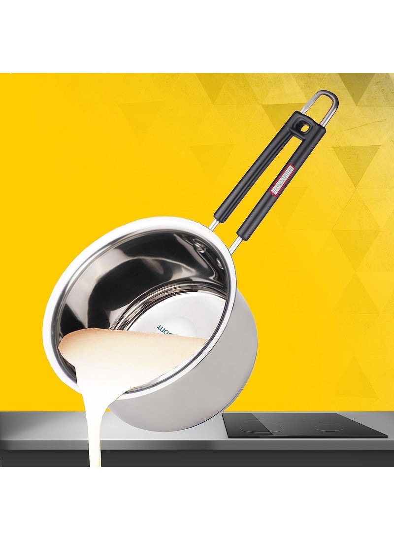 Flixbloom Longevity Stainess Steel Induction Base TRIPLYSadwich BottomLPG Friendly Deep Kitchen Cookware Utensil TeaMilkSauce Pan with Lid 2 Litre