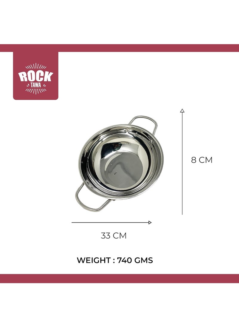 Rock Tawa Stainless Steel KadhaiKadai 2500ml
