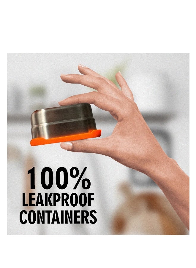 Stainless Steel Food Containers with Lids Set of 3 (24.34 oz, 8 oz, 8 oz) - Metal Snack Container for Kids -  Lunch Box with Silicone Lids Sandwich Containers-Premium Leakproof Bento Box Storage