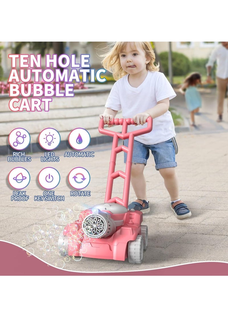 Automatic bubble machine Tank Bubble Gun for Kids Electronic Bubble Machine With Light Outdoor Game Push Walker Toys