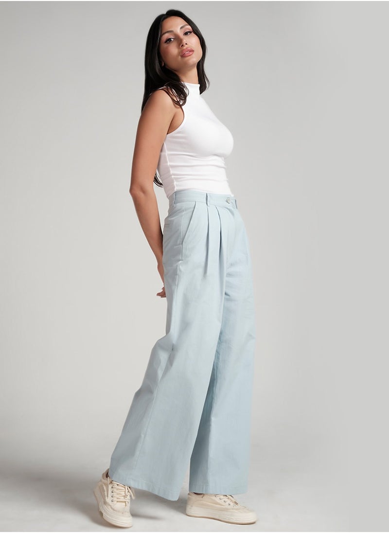 Flared Comfy Side Pocket Blue Pant