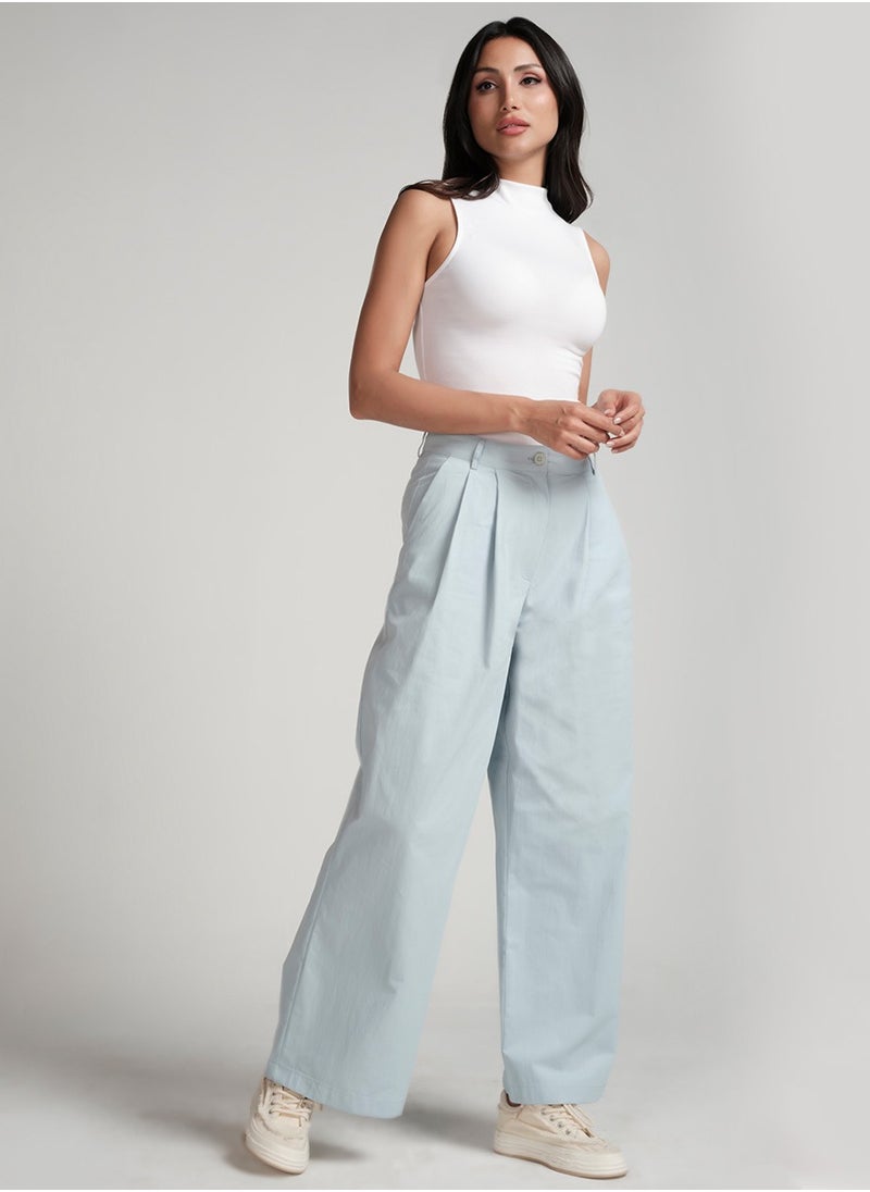 Flared Comfy Side Pocket Blue Pant
