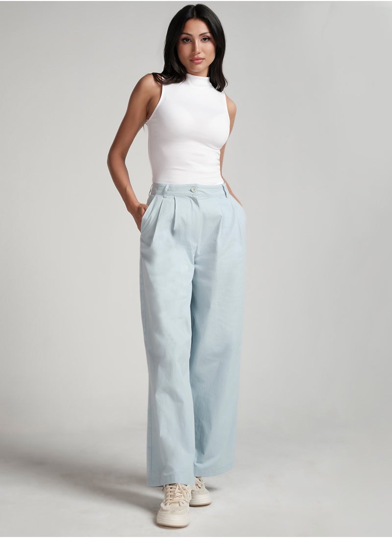 Flared Comfy Side Pocket Blue Pant