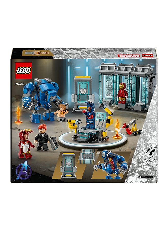 LEGO Marvel Iron Man’s Laboratory: Hall of Armour - Super Hero Building Toy with a Mech Figure, 5 Minifigures incl. Aldrich Killian & a Dum-E Robot - Avengers Gift for 8+ Year Old Boys & Girls 76315 (384 pieces)