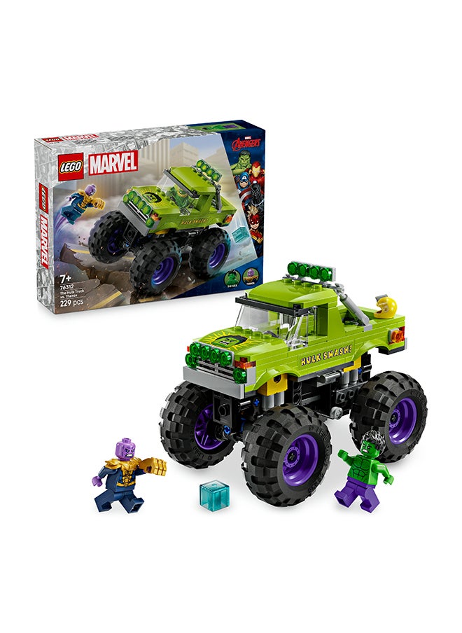 LEGO Marvel The Hulk Truck vs. Thanos - Super Hero Building Toy with a Monster Truck plus 2 Minifigures & Accessories incl. an Infinity Gauntlet - Collectible Set for 7+ Year Old Boys & Girls - 76312 (229 pieces)
