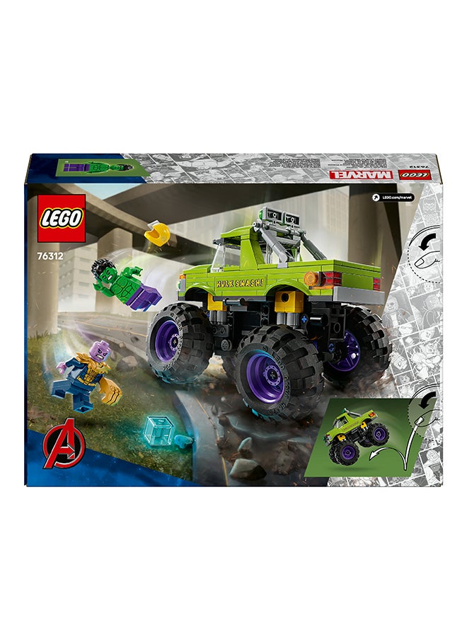 LEGO Marvel The Hulk Truck vs. Thanos - Super Hero Building Toy with a Monster Truck plus 2 Minifigures & Accessories incl. an Infinity Gauntlet - Collectible Set for 7+ Year Old Boys & Girls - 76312 (229 pieces)