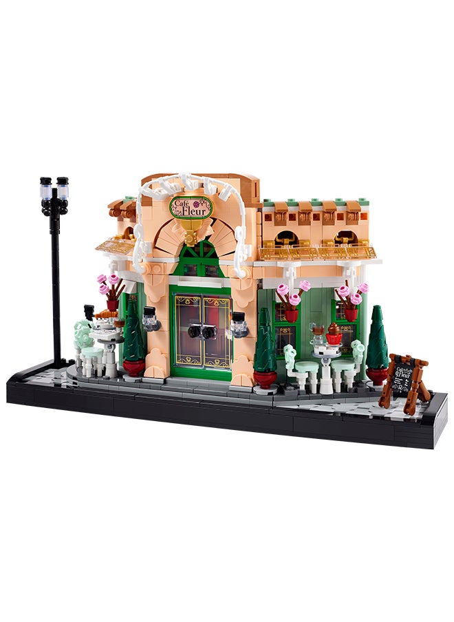 Icons French Café Building Set for Adults - incl. a Picturesque Facade, Hanging Flowerpots & Ornate Seating - Model Kit for Home or Office Desk Decor - DIY Gift Idea for Women & Men - 10362 (1101 pieces)