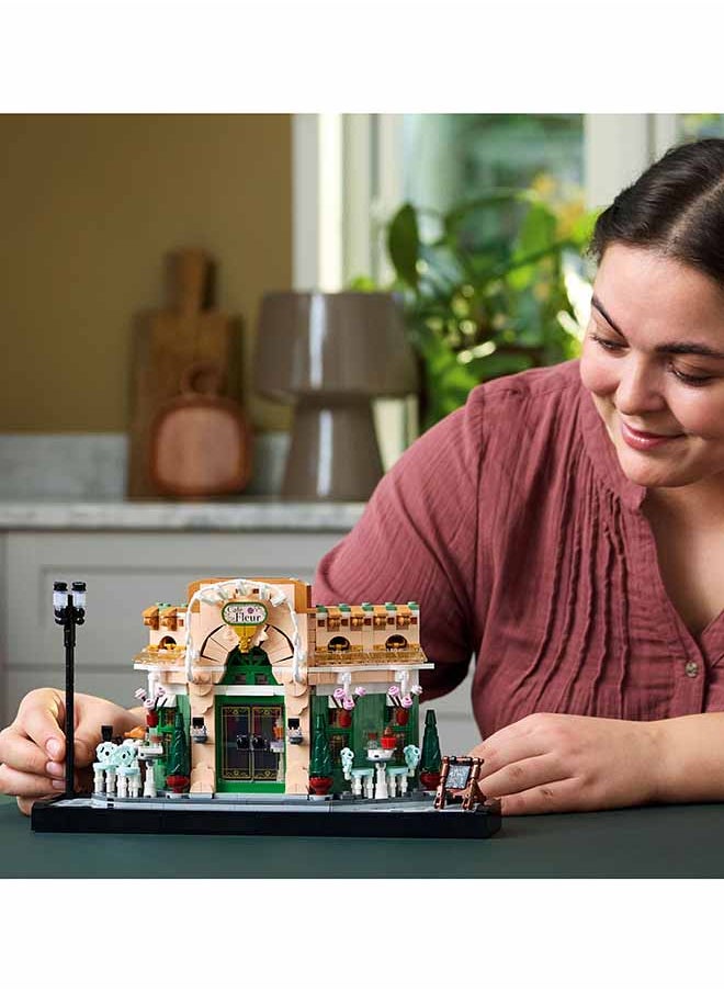 Icons French Café Building Set for Adults - incl. a Picturesque Facade, Hanging Flowerpots & Ornate Seating - Model Kit for Home or Office Desk Decor - DIY Gift Idea for Women & Men - 10362 (1101 pieces)